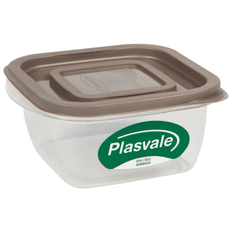 Pote Plasvale Marrom Quadrado 0,3L