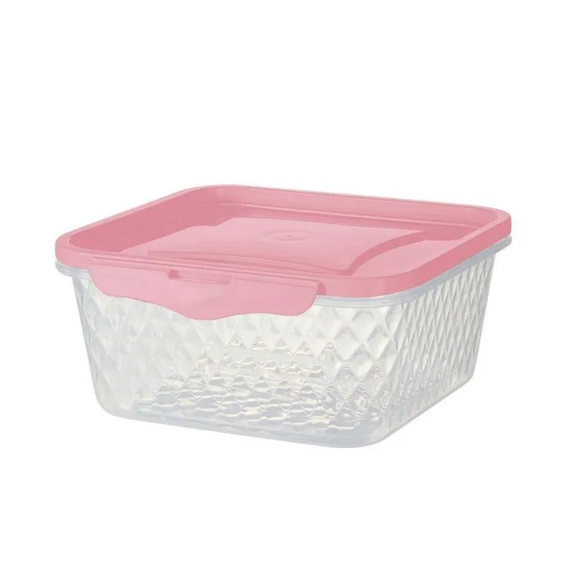 Pote Quadrado Com Trava 550ml - Bpa Free Rosa