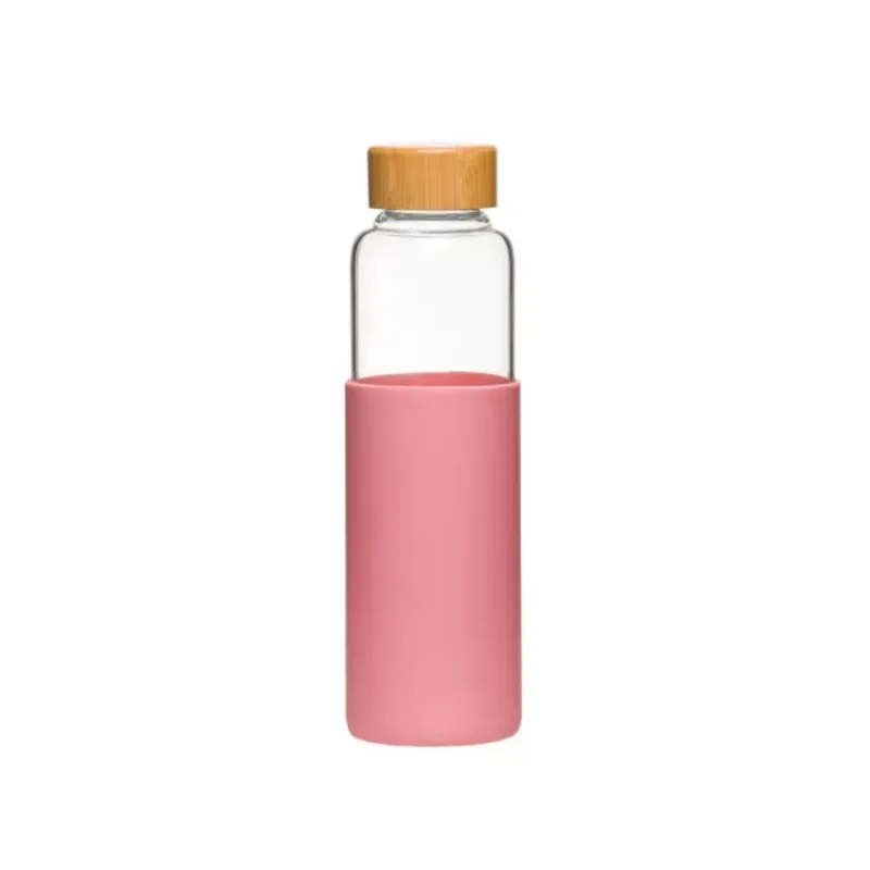 Garrafa Vidro Comsilicone 0,55 - Cor Rosa Mousse Plasvale - PLASVALE