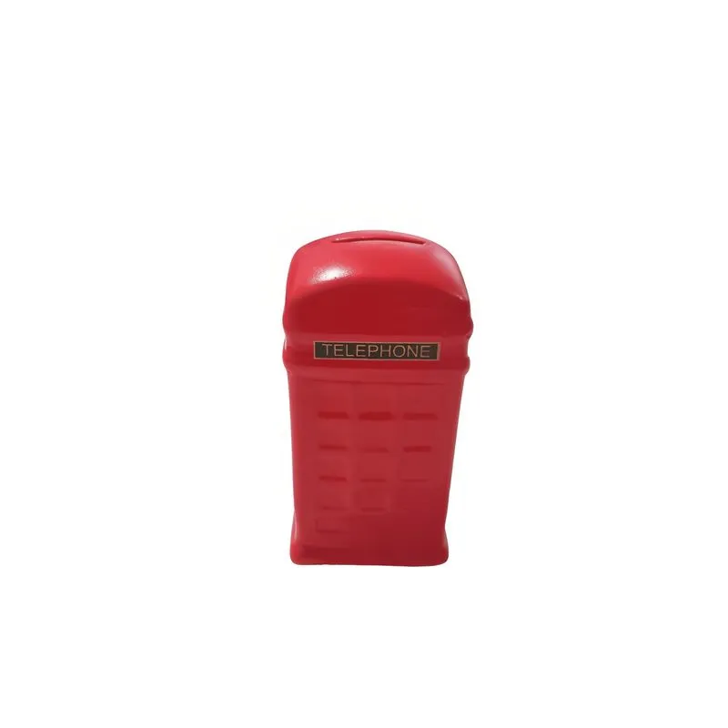 Cofrinho Para Moedas Cabine Telefônica Em Cerâmica Vermelho