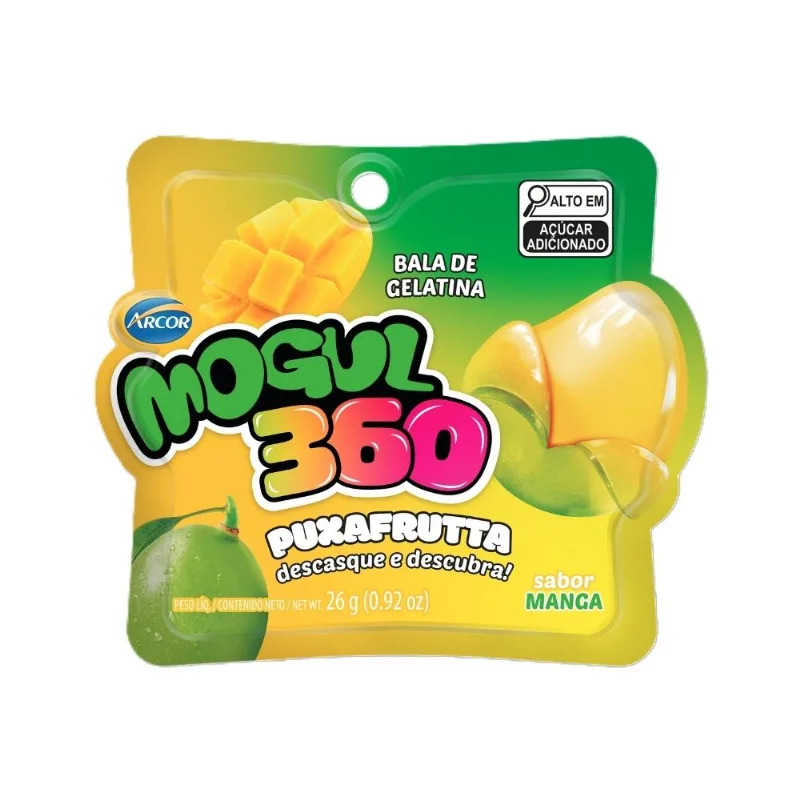 Bala de Gelatina Arcor Mogul 360 Puxa Frutta Sabor Manga 26g