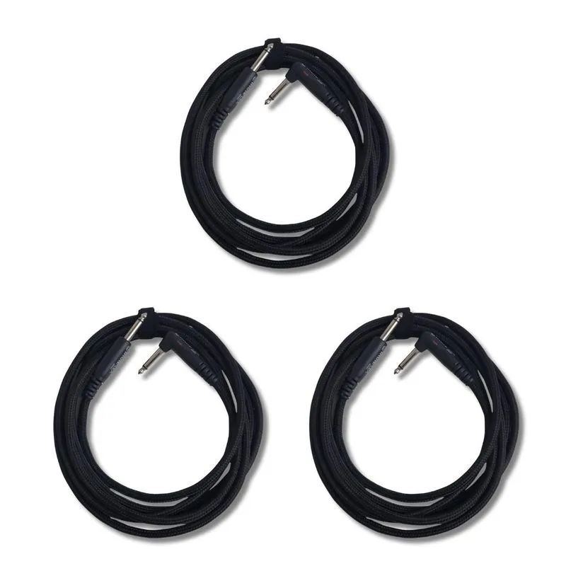 Kit 3 Cabo P10 + P10 90º 4.57m 0.40mm Têxtil Ironflex Bk