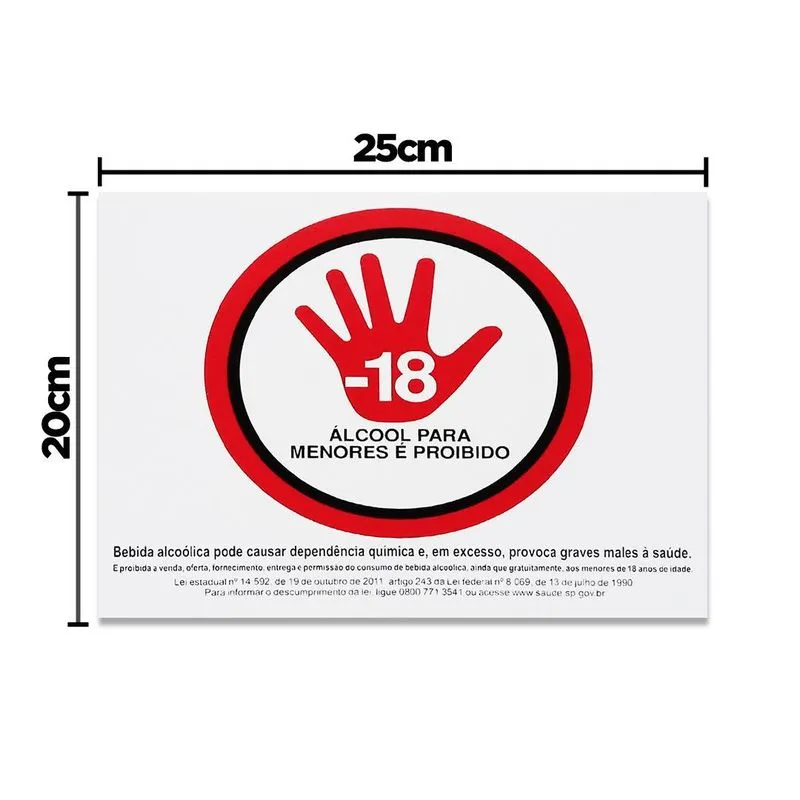 Placa Álcool Para Menores É Proibido 25x20 - P-5/3 F9e