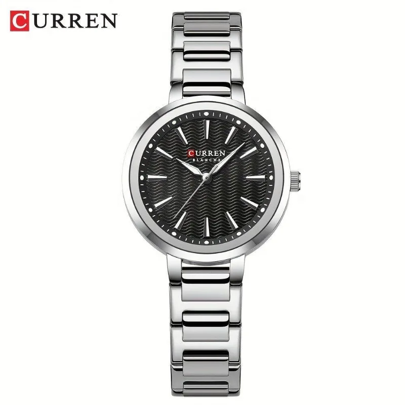 Relógio de Pulso Feminino de Negócios Luxo Minimalista Prata Analógico Aço Inox Curren