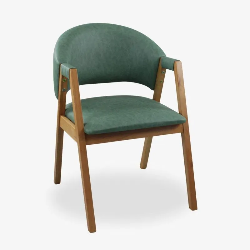 Poltrona Denver Fixa Com Estofado Em Couro Sintético Mel