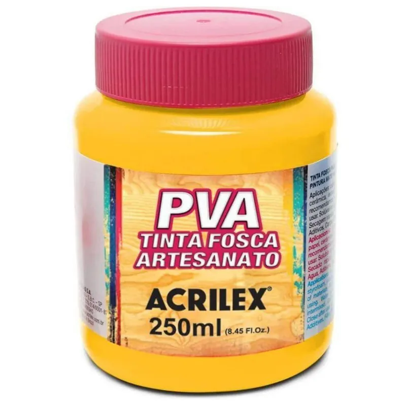 Tinta PVA Fosca para Artesanato - 250 ml - Acrilex - AMARELO OURO