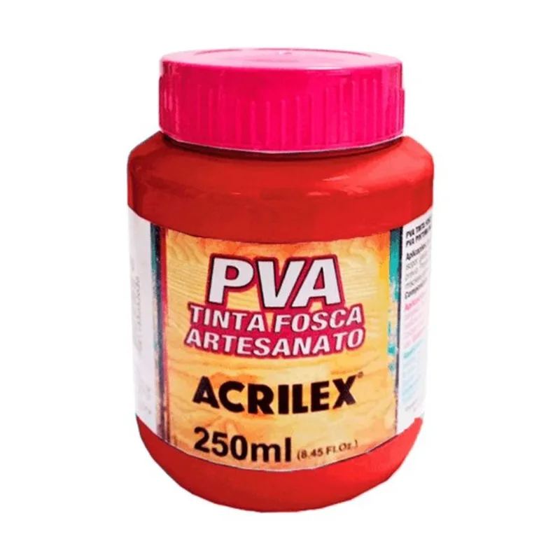 Tinta PVA Fosca para Artesanato - 250 ml - Acrilex - VERMELHO VIVO