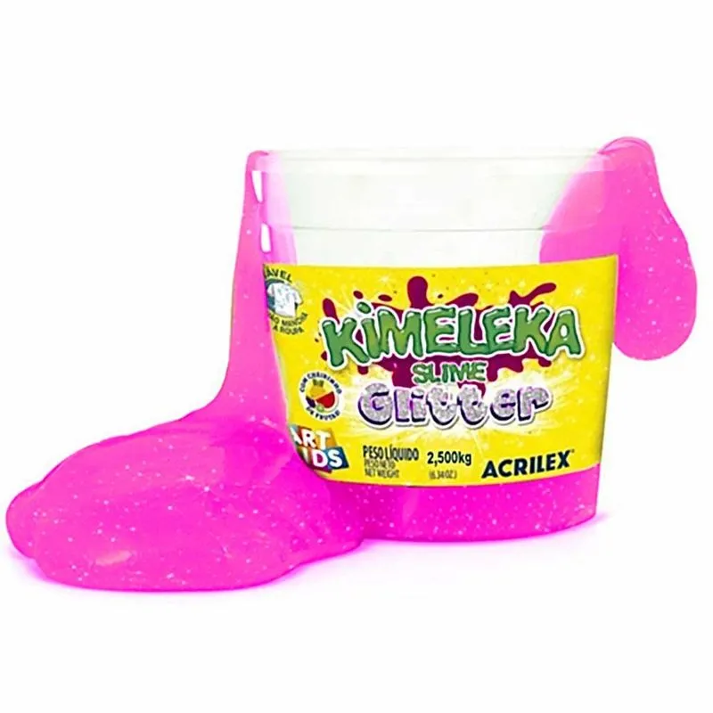 Potao Massinha Art Kids Kimeleka Slime Glitter 2 5 Kg Rosa Acrilex
