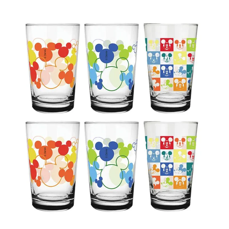 Jogo de Copos em Vidro 325ml Nadir Disney Mickey 6 Peças