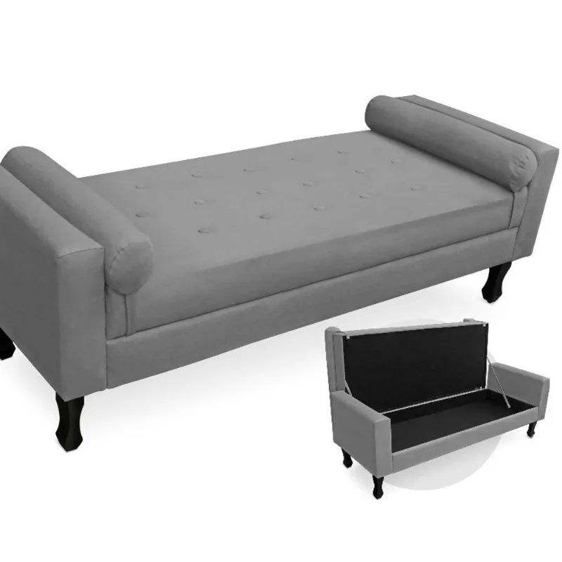 Recamier Báu Felix Com Capitonê 120Cm Suede Cinza