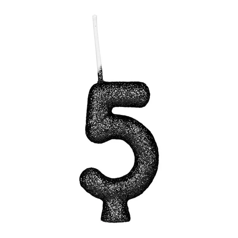Vela de Aniversário Cintilante Preta No 5 - Regina