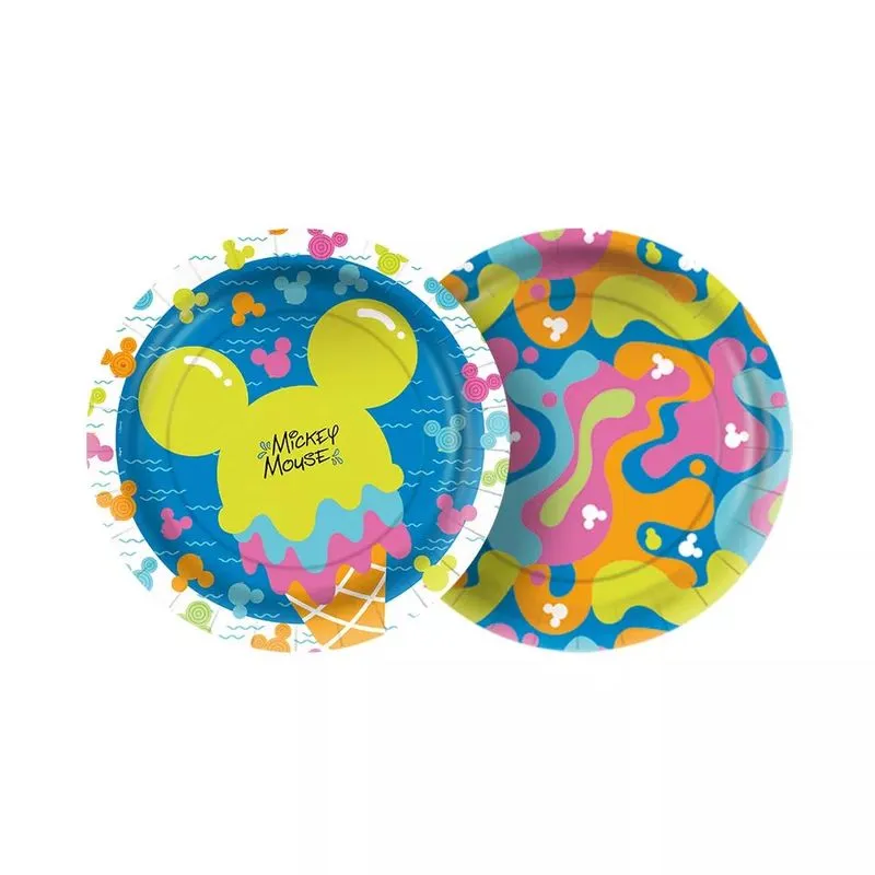 Prato de Papel Redondo Regina Mickey Cores 18cm com 12 Unidades