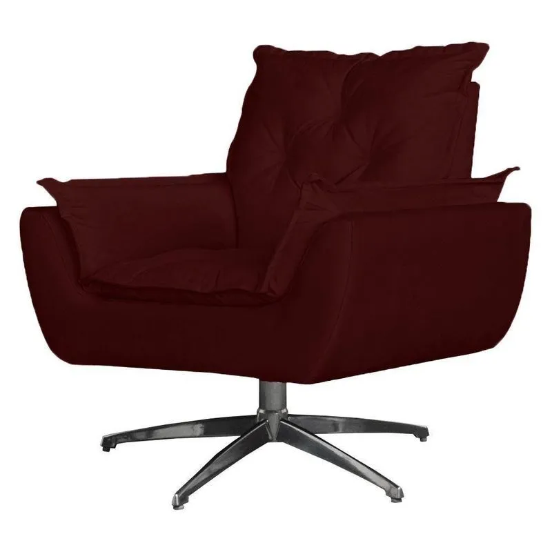 Poltrona Opala Base Giratória Amamentação Suede Bordo
