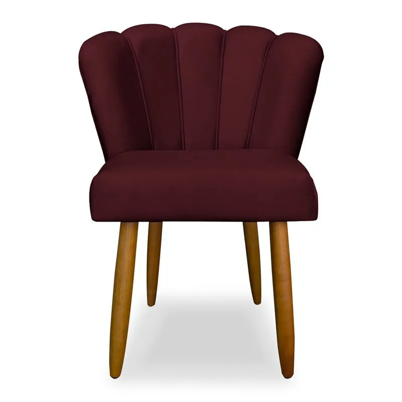 Cadeira Pétala Veludo Bordô Decorativa, Poltrona Sala de Estar, Salão, Quarto, Estética - Pratikza