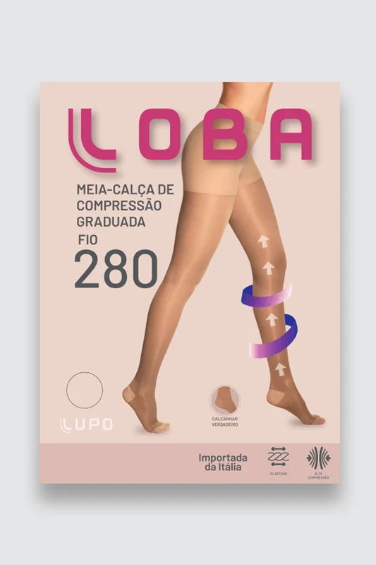 Meia Calça Adulto Alta Compressão Fio 280 Loba LD Preto / P