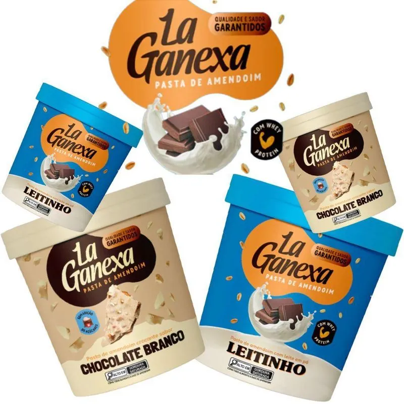 Kit 2 Pasta La Ganexa 450g Zero Açucar Leitinho + 1 Sabor