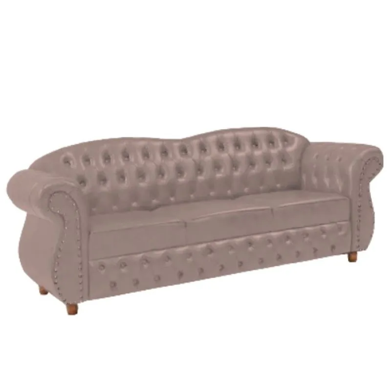 Sofá Chesterfield Merlo 3 lugares 2M - Veludo Rose / Decoração, recepção, Barbearia, sala tv estar