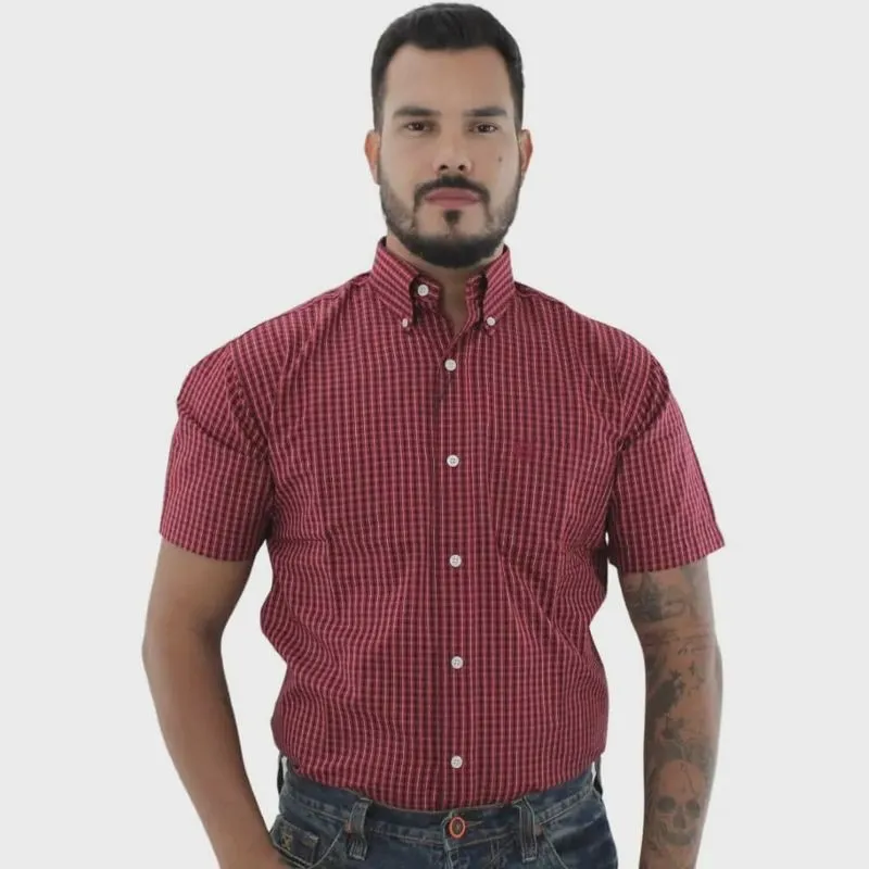 Camisa Masculina Laço Forte Xadrez Vermelho/Preto (9205)