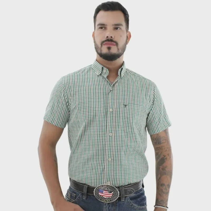 Camisa Masculina Laço Forte Xadrez Verde Claro (9205)