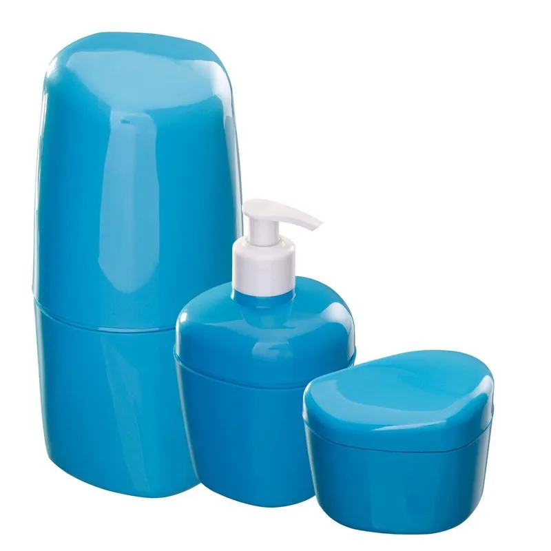 Kit de Banheiro 3 Peças Plástico Astra Blueberry