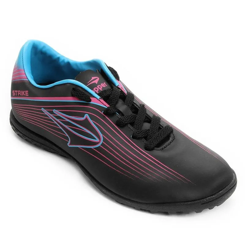 Chuteira Society Topper Strike Masculina - Preto e Azul - 38