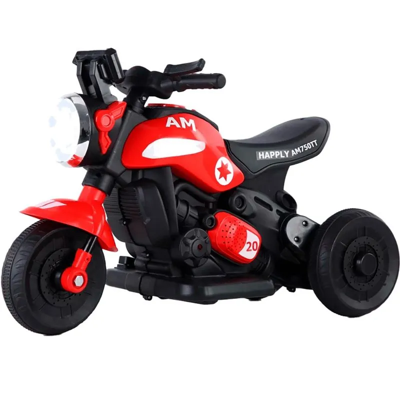 Triciclo Minha Primeira Moto Happly Vermelha Eletrico 6V BangToys