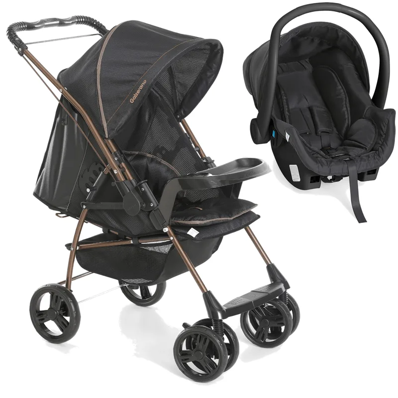 Carrinho Com Bebe Conforto Preto Galzerano Milano Iii Preto Cobre