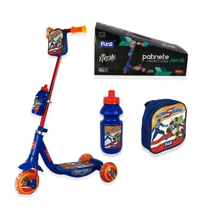 Patinete Infantil com Garrafinha - Azul, Seguro