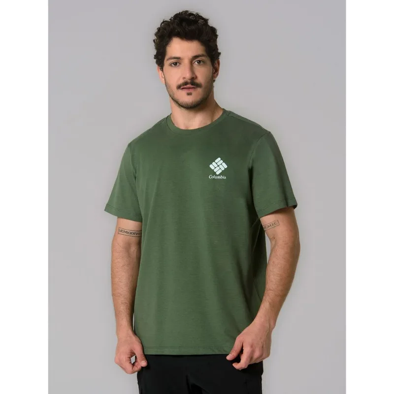 Camiseta Columbia Masculina CSC Stacked Logo VERDE PEQ