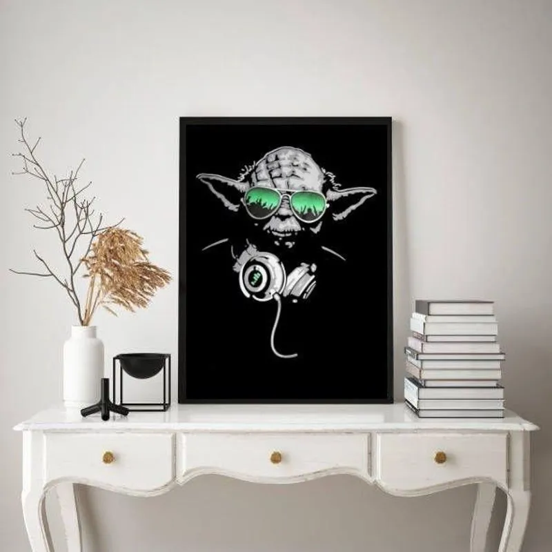 Quadro Dj Yoda - Óculos Verde 24X18Cm