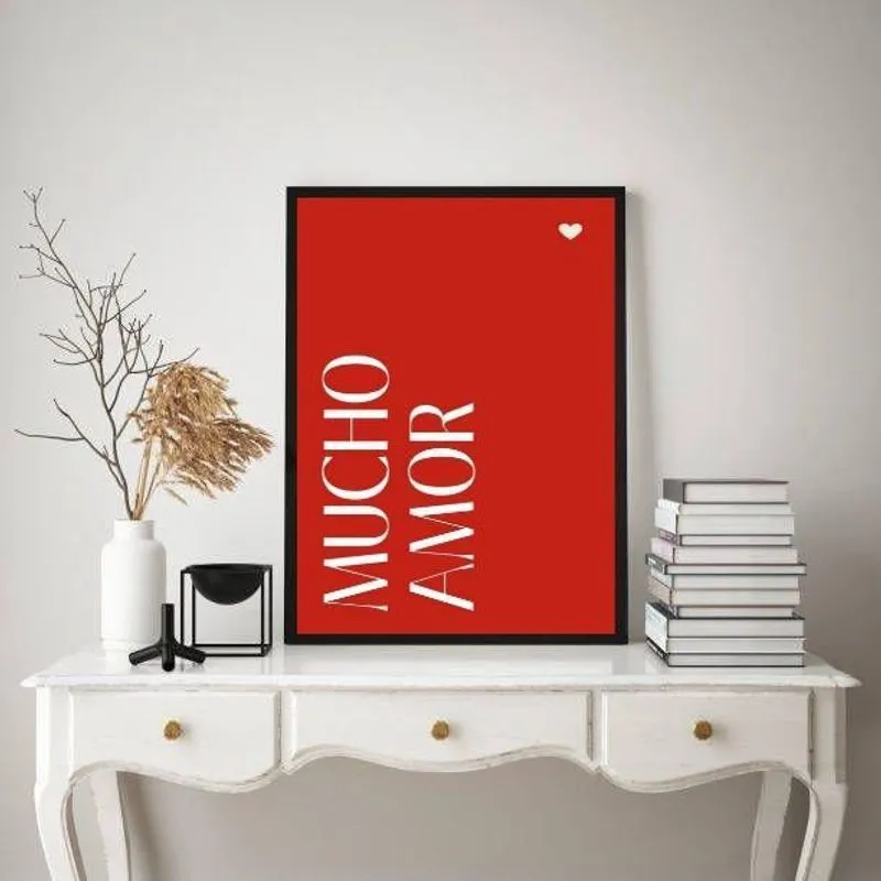 Quadro Decorativo Mucho Amor 45X34Cm