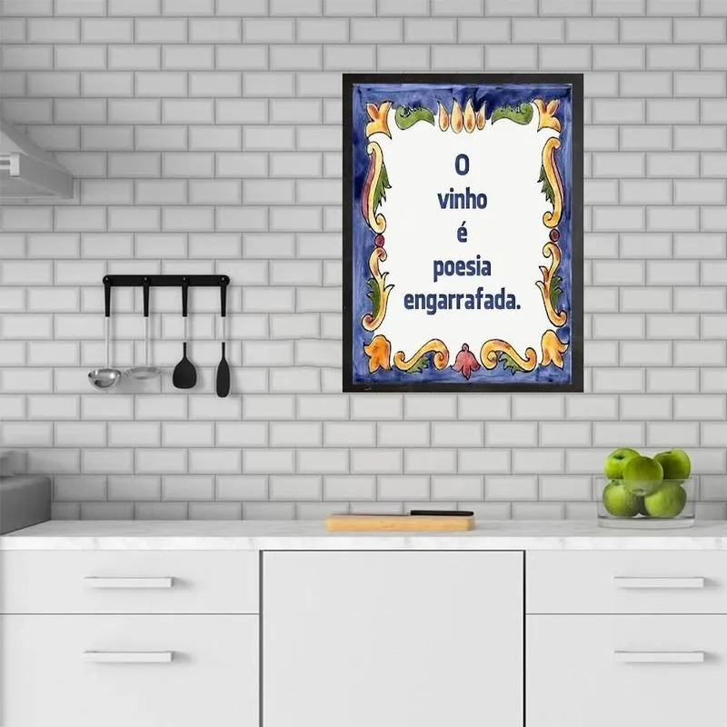 Quadro O Vinho é Poesia Engarrafada 33X24Cm