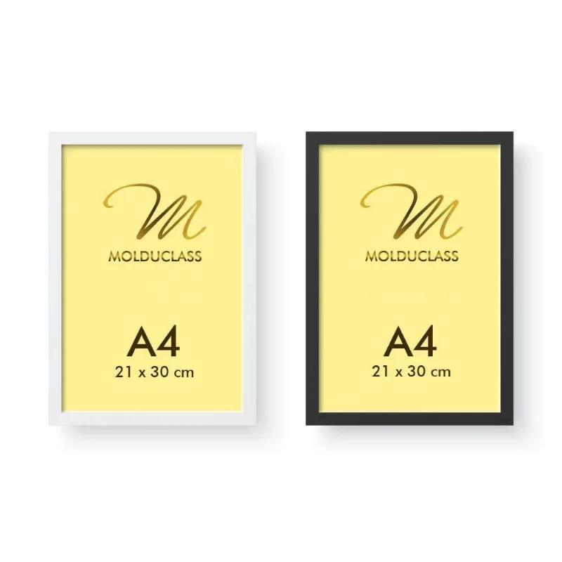 Kit 2 Molduras A4 Preta e Branca para Quadro Molduclass