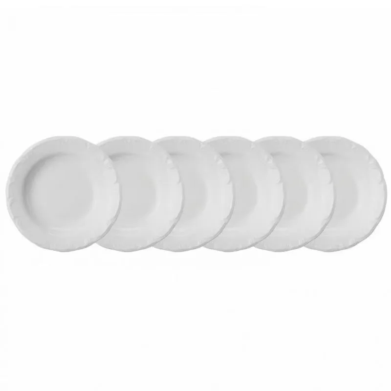 Conjunto com 6 Pratos Fundos Schmidt Pomerode em Porcelana 26 cm Branco Branco