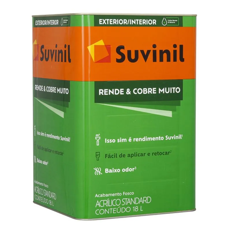 Tinta Acrílica Rende e Cobre Muito 18L SUVINIL ACRILICO RENDE E COBRE MUITO 18L SUVINIL EUFORIA