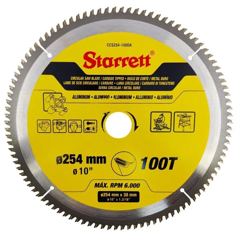 Disco De Serra Circular Md Para Alumínio 254mm 100d Starrett