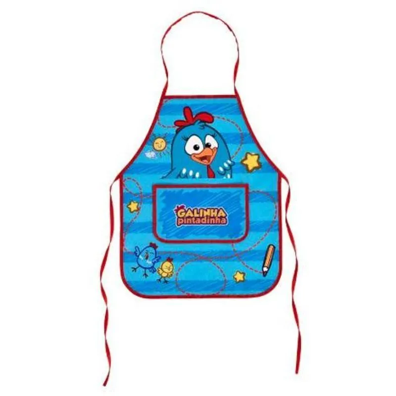 Avental Infantil Galinha Pintadinha Azul 48x38,5cm