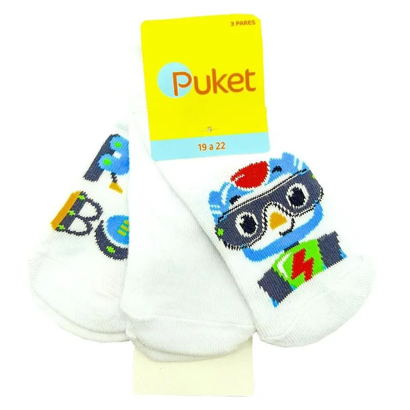 Tripack de Meia Puket Club Baby Robô 010203009