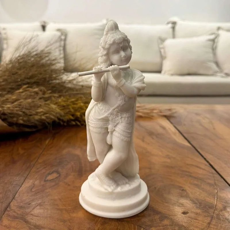 Escultura Krishna De Pó De Mármore 22cm