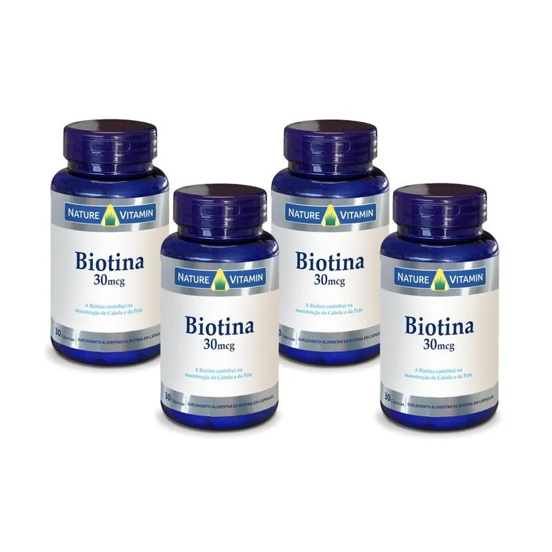 Biotina 30mcg - 30 Cáps - 4x - Nature Vitamin