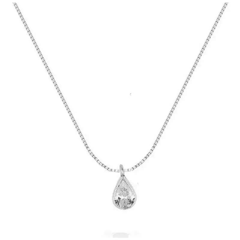 Cordão Feminino Prata De Lei 45Cm Ponto De Luz Gota 5Mm