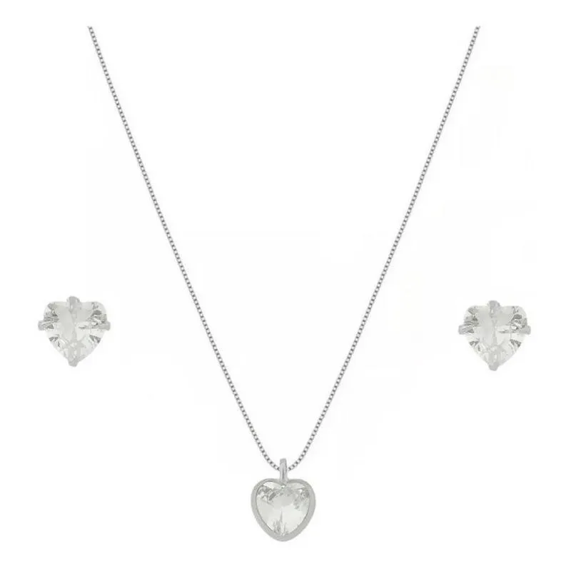 Conjunto Prata 925 Colar E Brincos Ponto De Luz Escolha