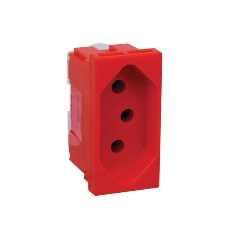 Módulo Tomada 2P+T 20A 250V Pb Vermelho Dedicada Com Acessório Para Plus Pial