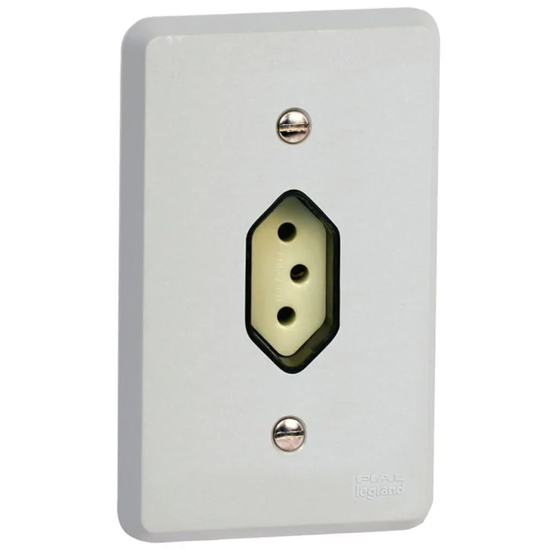 Tomada 2P+T 10A com Placa Silentoque 054343 Linha Silentoque Branco Bivolt Pial