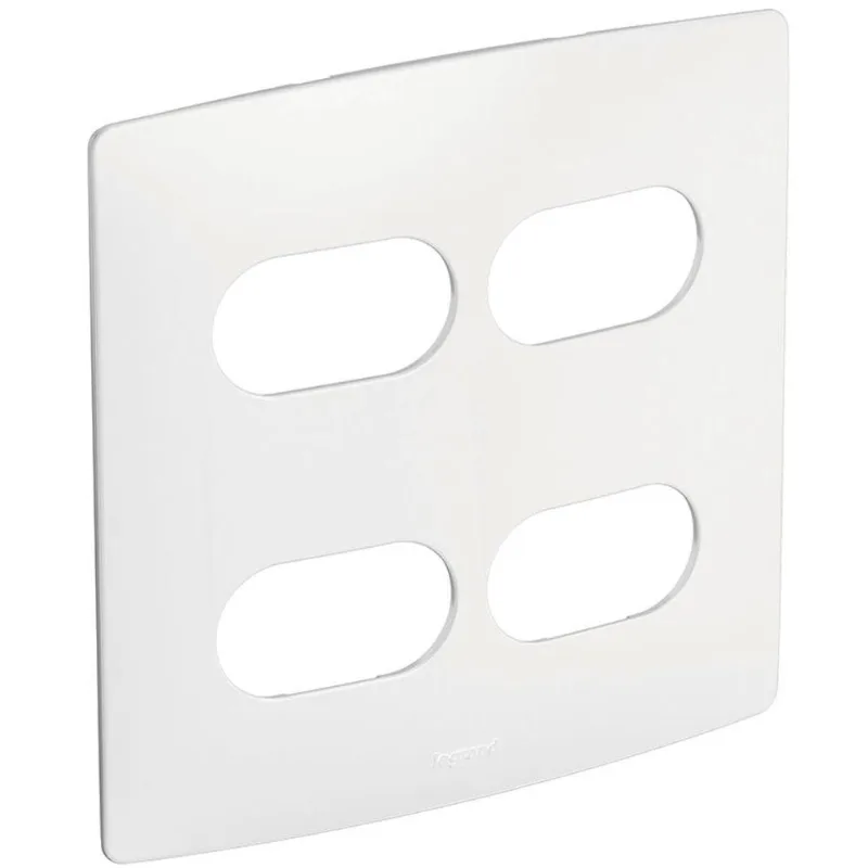 Placa de Interruptor e Tomada Nereya 2+2 Postos Design 4x4 Branco Pial