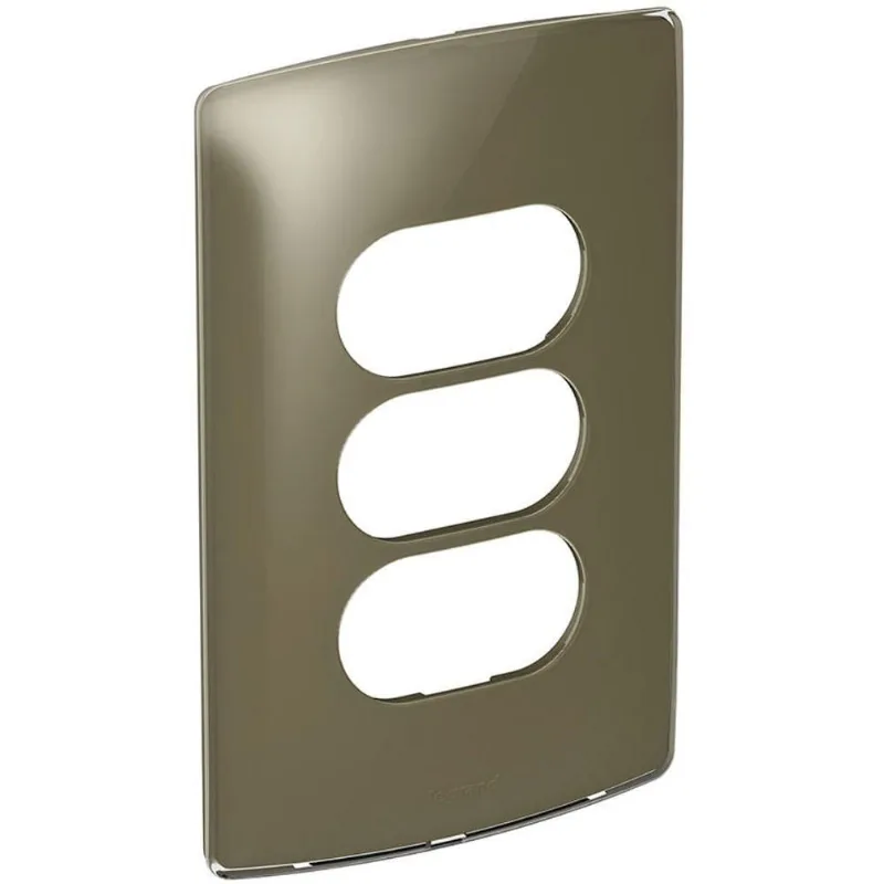 Placa 3 Postos Separados 2X4 Malt Gloss 663265 Linha Nereya Legrand Cinza Pial