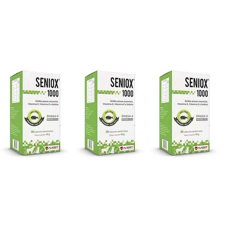 Combo 3 Unidades Seniox 1000mg 30 Comprimidos Cães - Avert