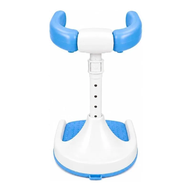 Suporte de Banho para Bebê em Pé Ajustável com Apoio Frontal e Base Antiderrapante Azul