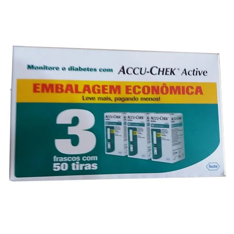 Kit 150 Tiras Accu-chek Active Fitas Reagentes Roche