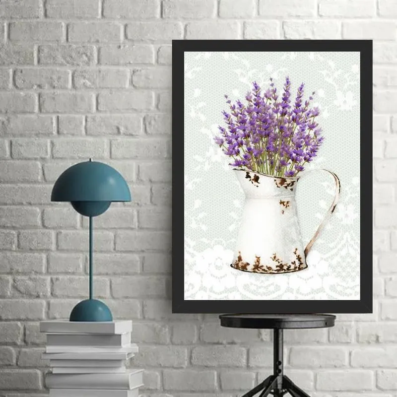 Quadro Decorativo Lavanda - Renda 45X34Cm - Com Vidro